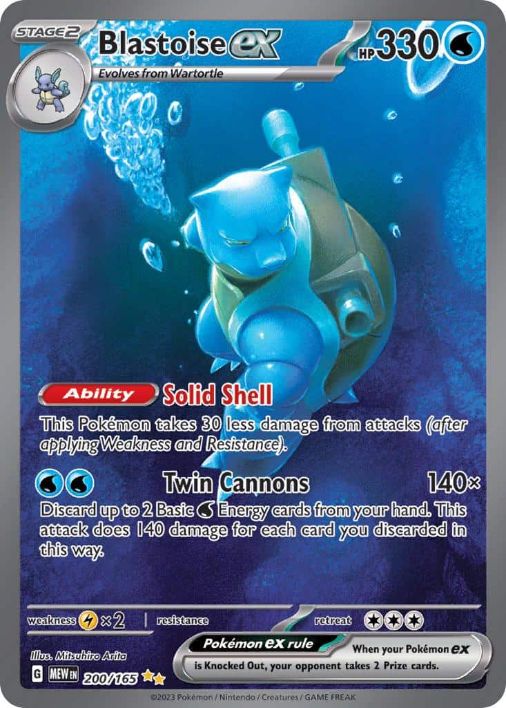 Blastoise Pokémonkaart met Water-type artwork in uitstekende staat voor verzamelaars en TCG-spelers